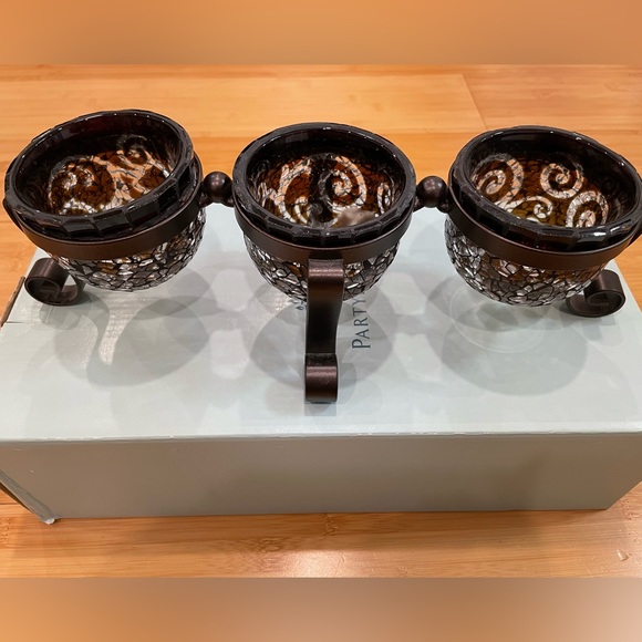 Partylite Mosaic Candle Holders Retired Amarreto Swirl Centerpiece - Picture 3 of 8